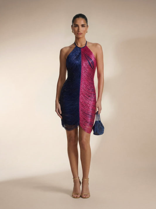Nexorin Halterneck Fringe Mini Dress