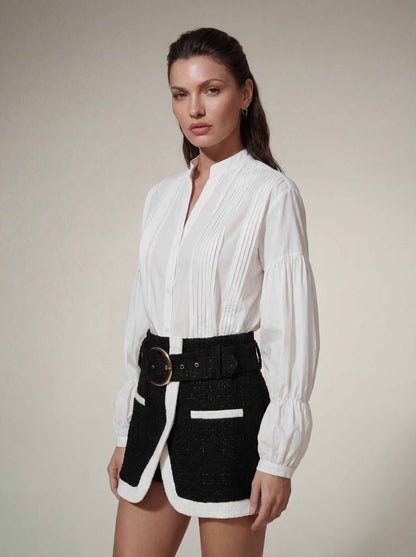 Oryvex Long Sleeve Tweed Skirt Set