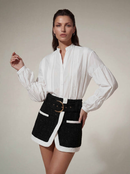 Oryvex Long Sleeve Tweed Skirt Set