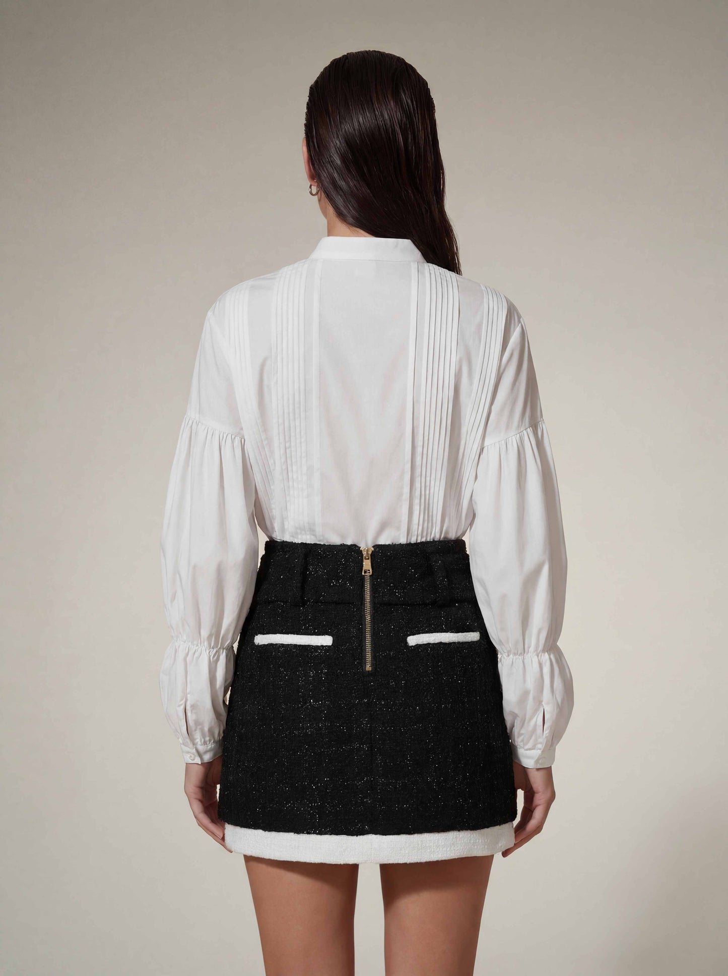 Oryvex Long Sleeve Tweed Skirt Set