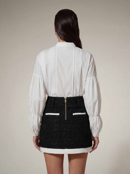 Oryvex Long Sleeve Tweed Skirt Set