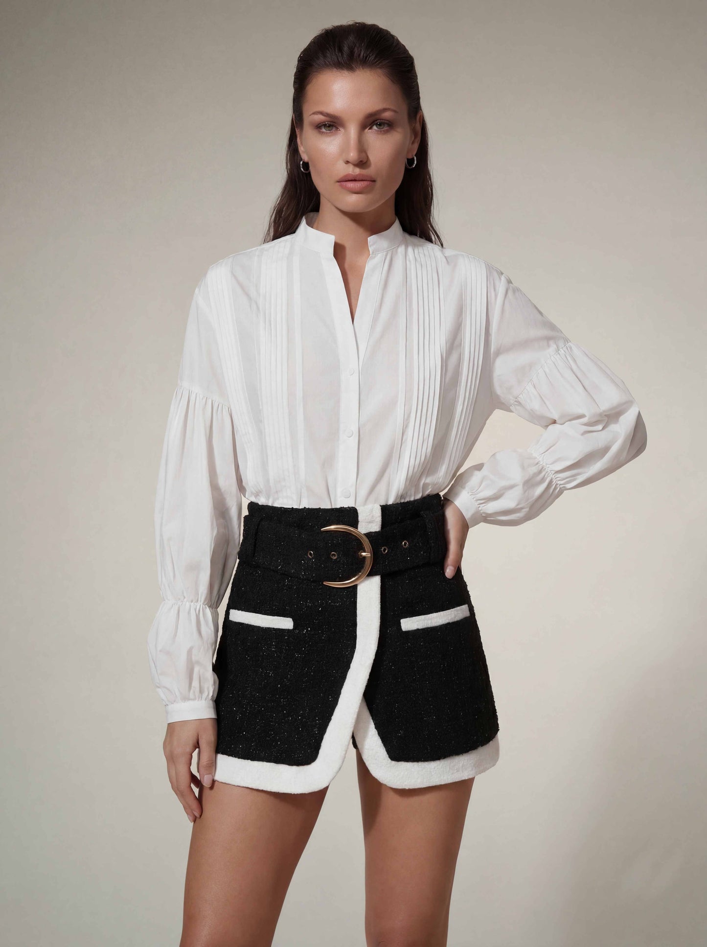 Oryvex Long Sleeve Tweed Skirt Set