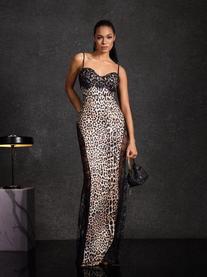 Raelira Lace Leopard Maxi Dress