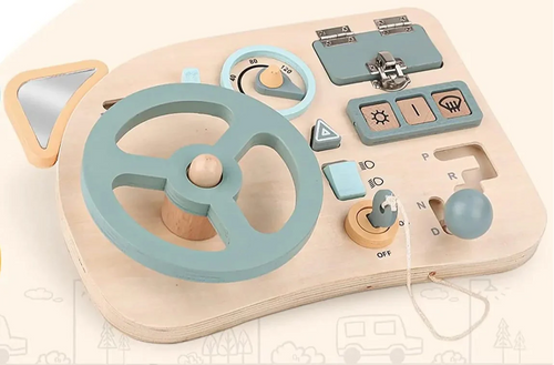 Montessori Steering Wheel Wooden Busy Board