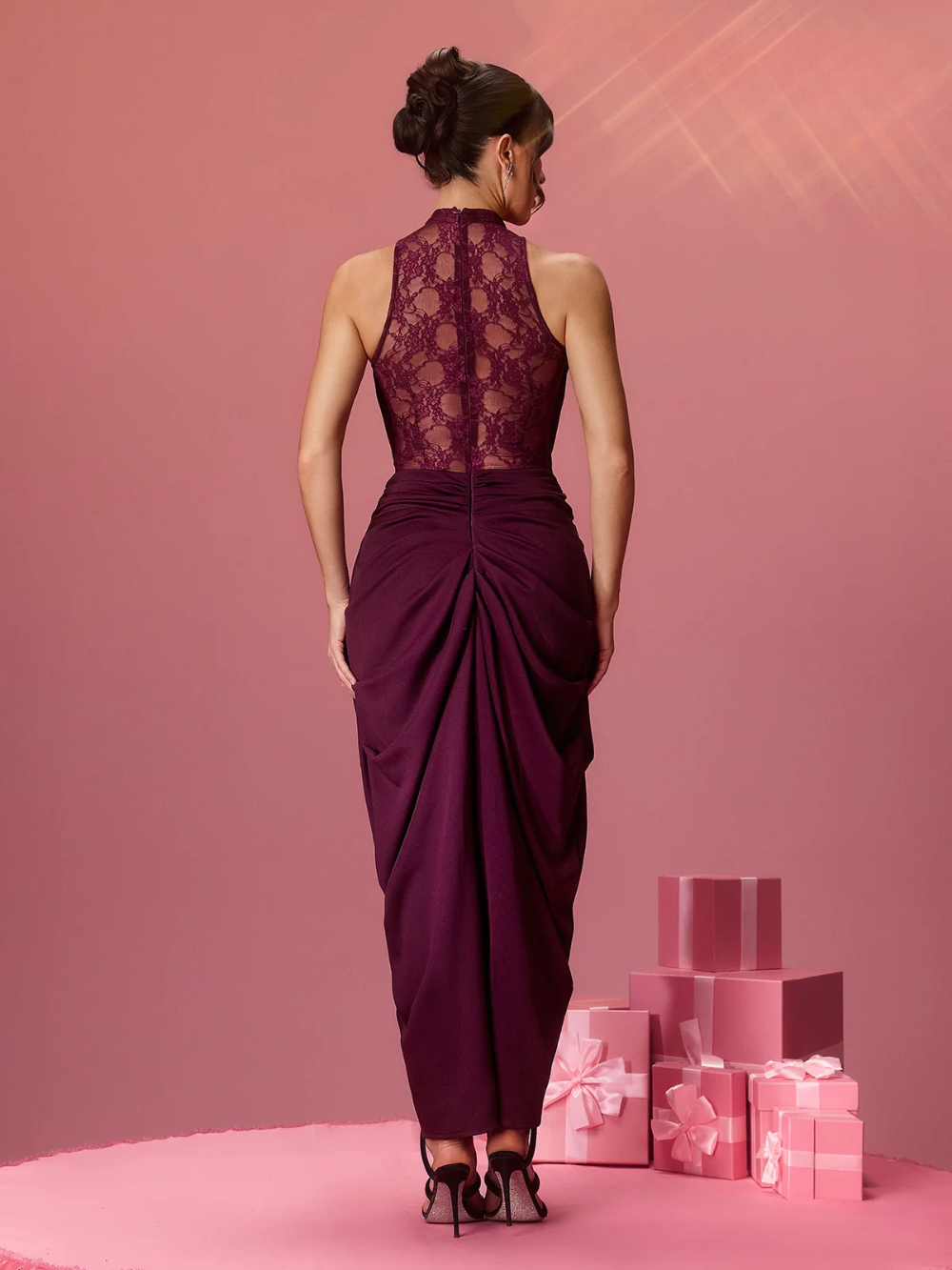 Bradwin Lace Ruched Split Dress