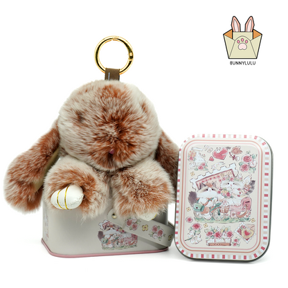 Handmade Plush Bunny Keychain with Metal Tin Box, Gift Options for Birthday Easter
