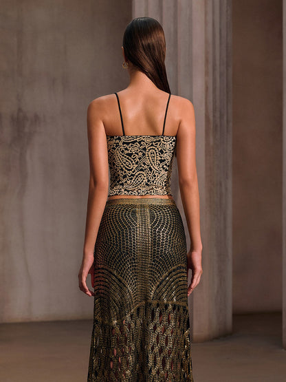 Zavixor Spaghetti Lace Corset Crop Top