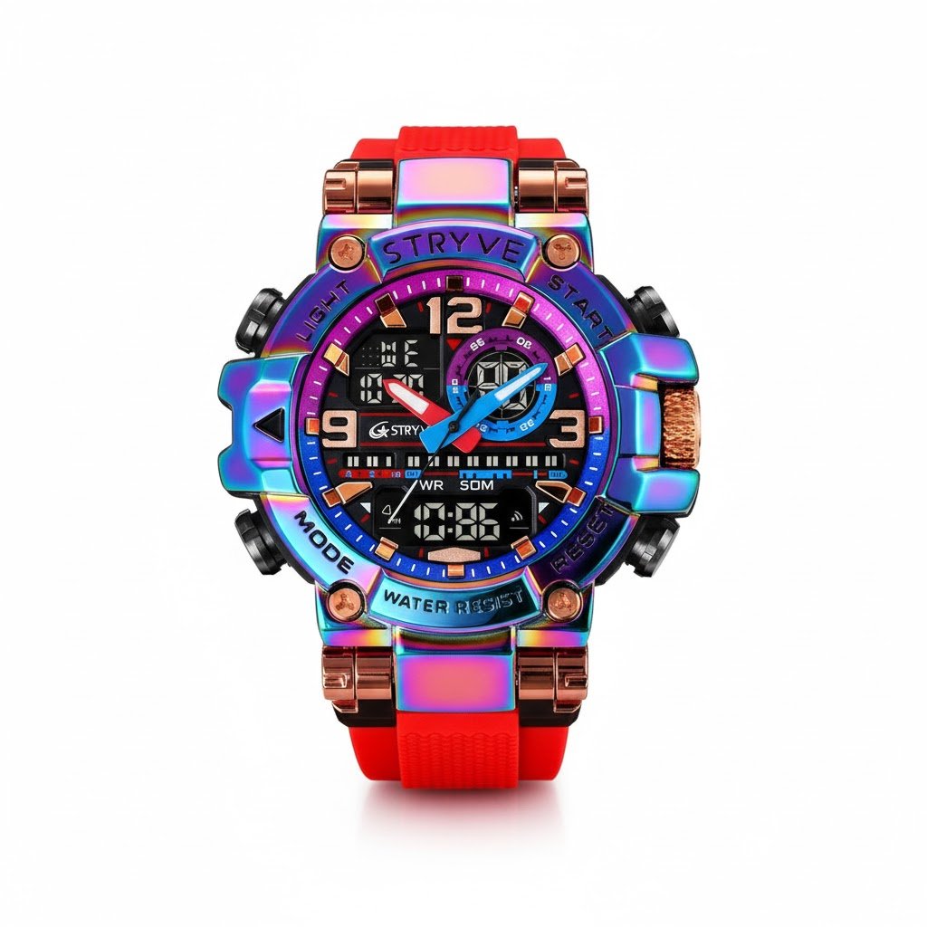 🔥Colourful Men's Digital Sports Waterproof Dual-Screen Electronic Watch