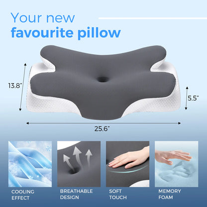 Cooling Ergonomic Memory Foam Neck Pillow - Cervical Support for Pain Relief 😴💤