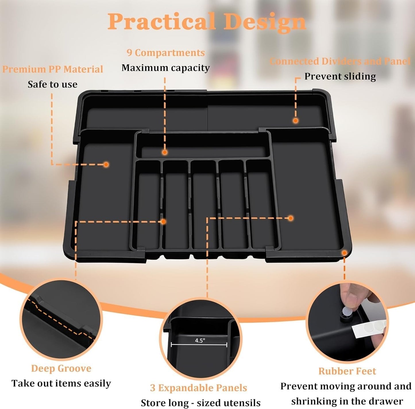 ⏰49% OFF✨Large Capacity Expandable Utensil Drawer Organizer