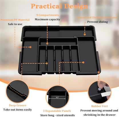 ⏰49% OFF✨Large Capacity Expandable Utensil Drawer Organizer
