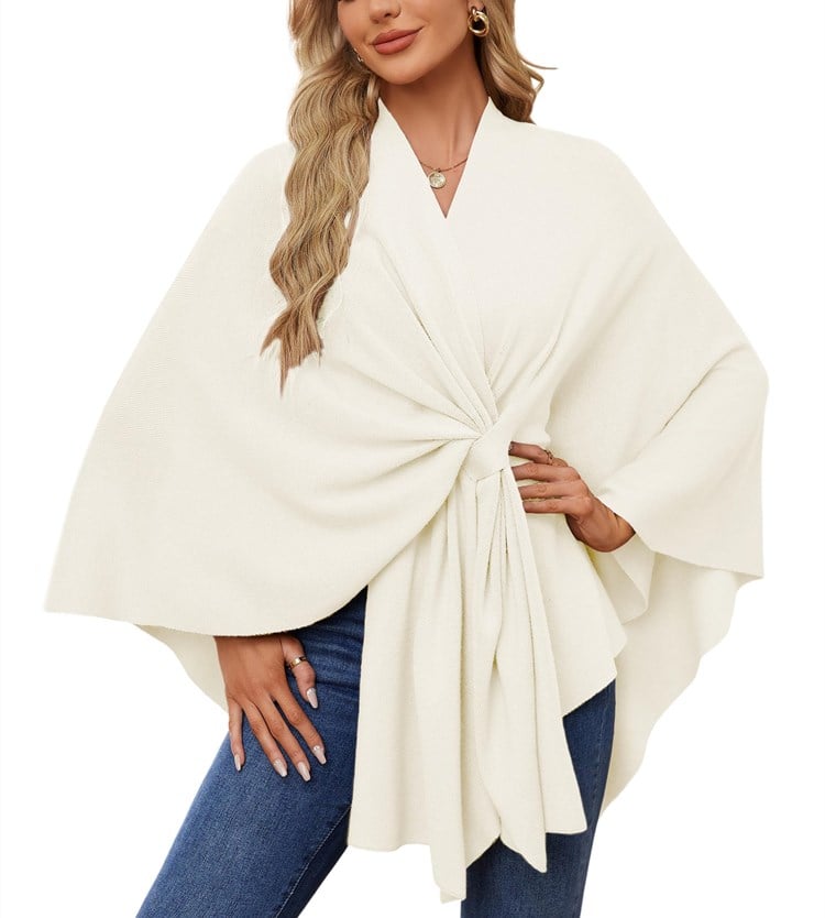 🔥LAST DAY SALE 57% OFF - Elegant Shawl Wraps Soft Open Front Poncho Sweater (30% cashmere)
