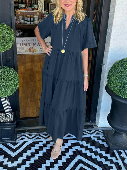 🔥Last 4 hours Sale: Save 60% -V-NECK TIERED MIDI DRESS WITH POCKETS (BUY 2 FREE SHIPPING)