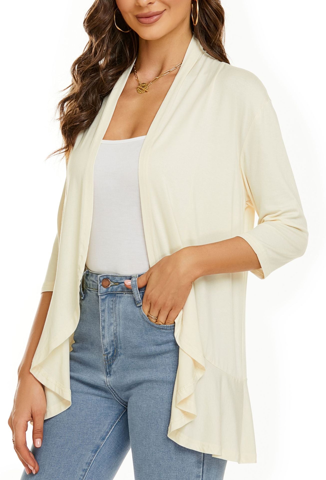 Women's Casual Lightweight Open Front 3/4 Sleeve Cardigans (🔥Same as in the video)