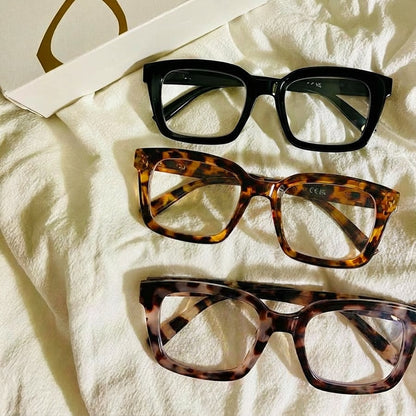 🎁Buy 1 Get 3 Packs✨👓Tortoiseshell Reading Glasses – Blue Light Blocking Oversized Square Readers