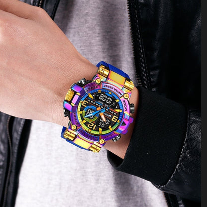 🔥Colourful Men's Digital Sports Waterproof Dual-Screen Electronic Watch