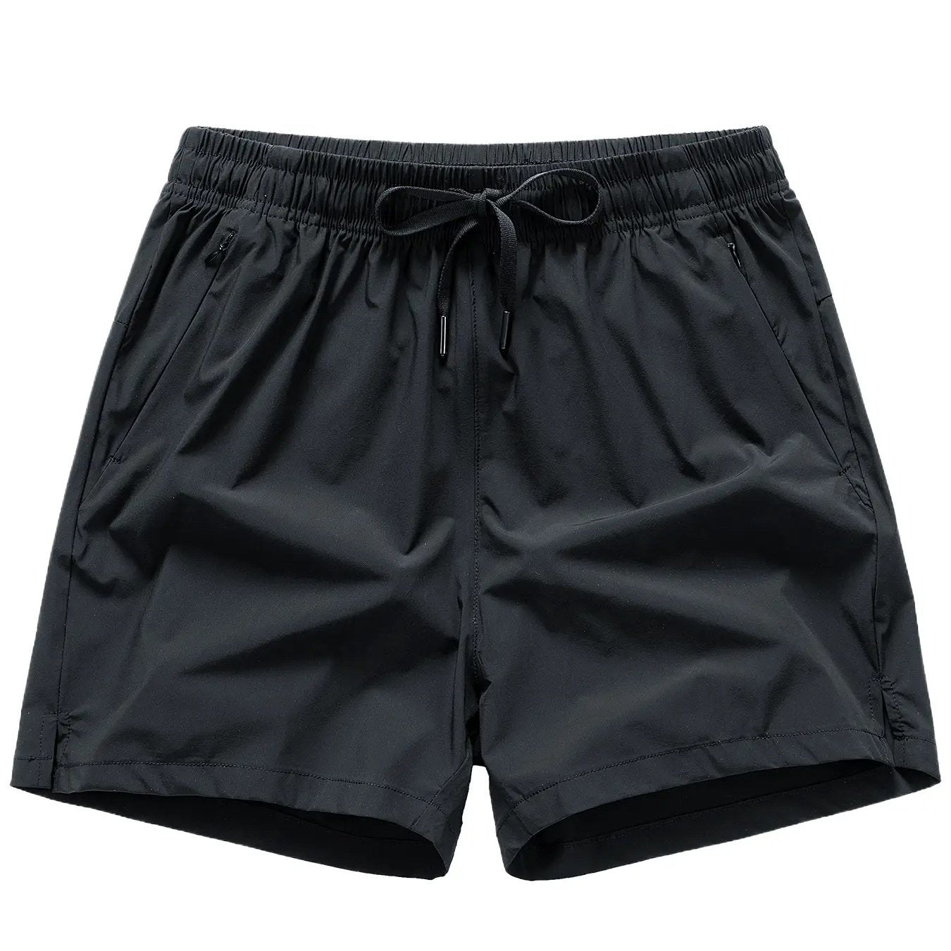 Men's Zipper Pocket Shorts, Regular Fit Casual Drawstring Waist Shorts