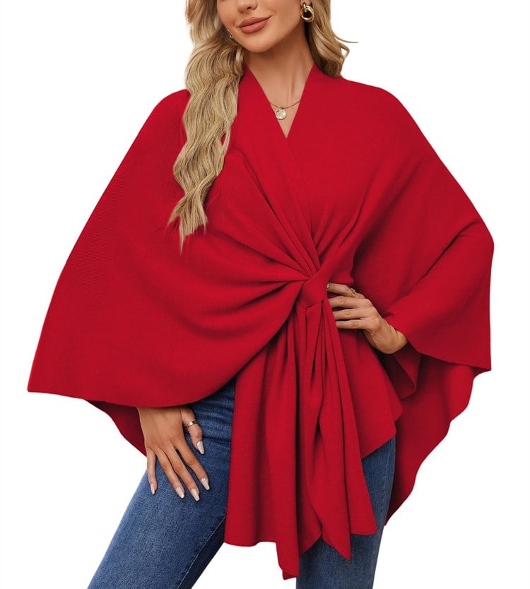 🔥LAST DAY SALE 57% OFF - Elegant Shawl Wraps Soft Open Front Poncho Sweater (30% cashmere)