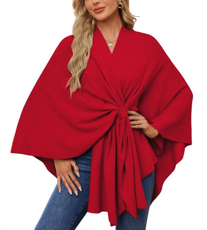 🔥LAST DAY SALE 57% OFF - Elegant Shawl Wraps Soft Open Front Poncho Sweater (30% cashmere)