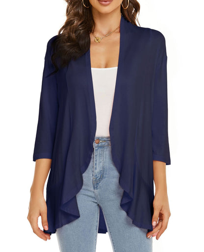 Women's Casual Lightweight Open Front 3/4 Sleeve Cardigans (🔥Same as in the video)
