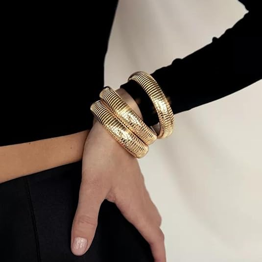 Ettika Gold Bangles For Women, Set of Womens Bracelets. 3Pcs