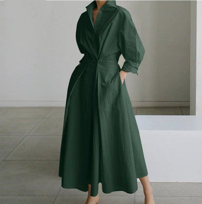 💕25SS Women's Plain Lapel Shirt Wrap Dress (BUY 2 FREE SHIPPING)