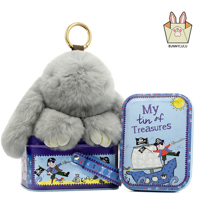 Handmade Plush Bunny Keychain with Metal Tin Box, Gift Options for Birthday Easter