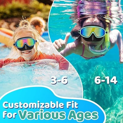 🏊‍♀️ Buy 1 Get 1 Free🏊‍♀️-HD children's large frame waterproof and anti-fog swimming goggles