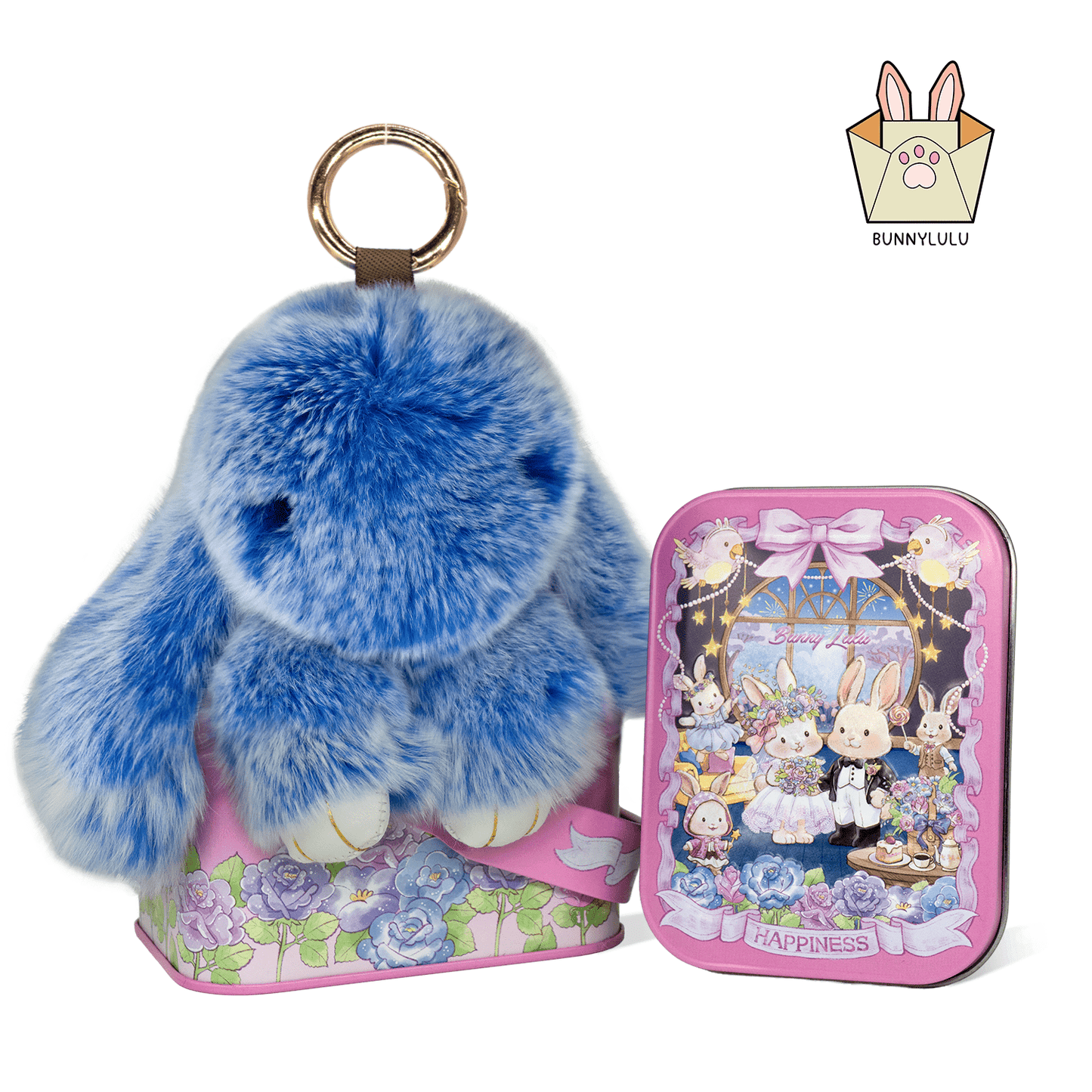 Handmade Plush Bunny Keychain with Metal Tin Box, Gift Options for Birthday Easter