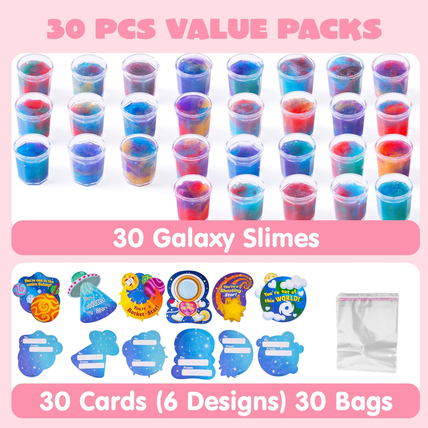 ⏰ Clearance ends in 24 hours! 💥 30 Packs Galaxy Slime With Cards for Kids