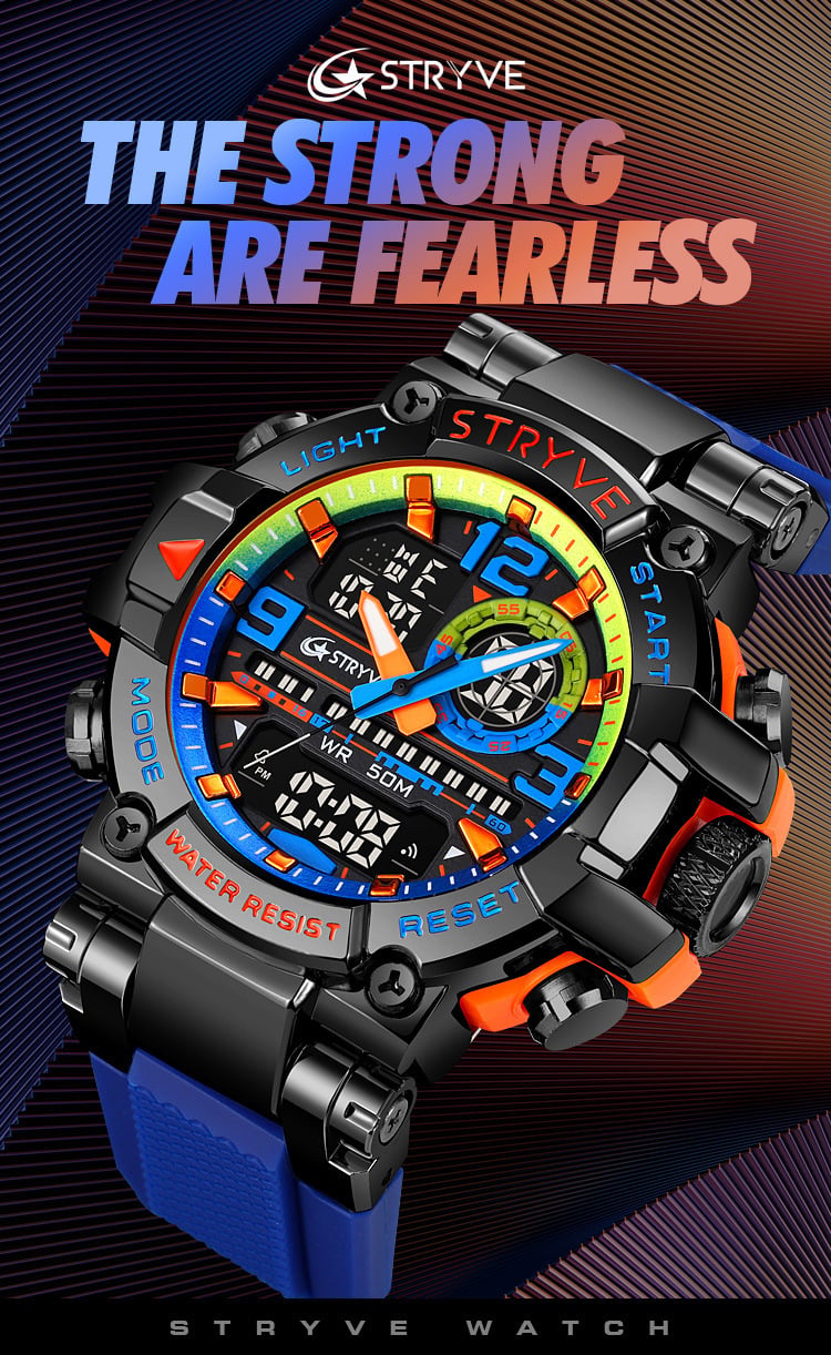 🔥Colourful Men's Digital Sports Waterproof Dual-Screen Electronic Watch