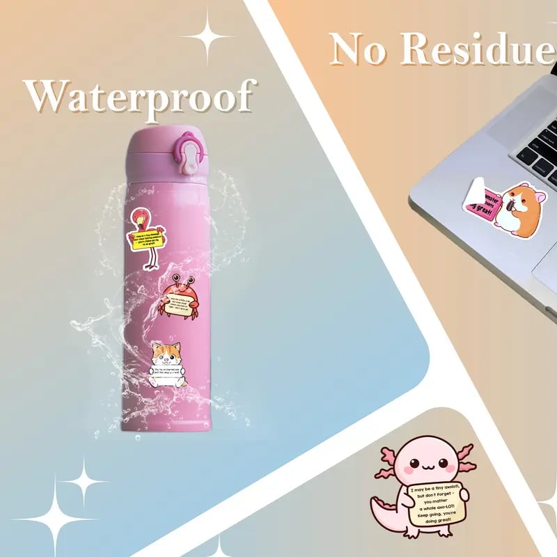 😻Positive Emotional Support Buddies Stickers – 🤗Inspirational, Waterproof & No Residue💕