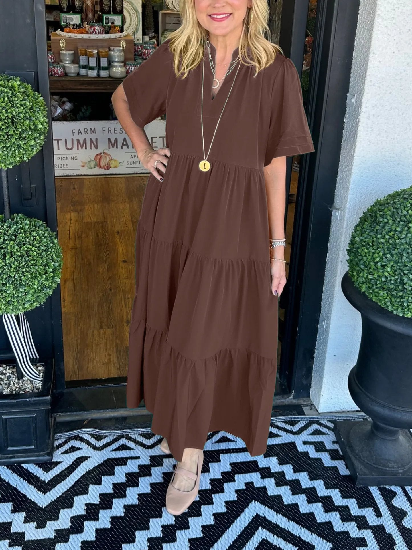 🔥Last 4 hours Sale: Save 60% -V-NECK TIERED MIDI DRESS WITH POCKETS (BUY 2 FREE SHIPPING)