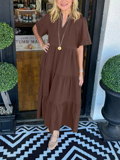 🔥Last 4 hours Sale: Save 60% -V-NECK TIERED MIDI DRESS WITH POCKETS (BUY 2 FREE SHIPPING)