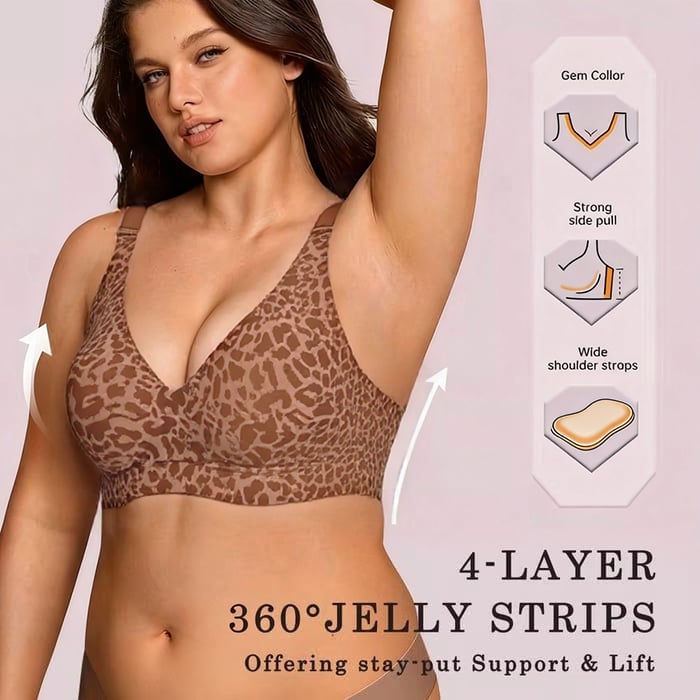 🏆🔥Super Firming Leopard Print Jelly  Bra | Women Wirefree Bras 👍No More Sagging Breasts