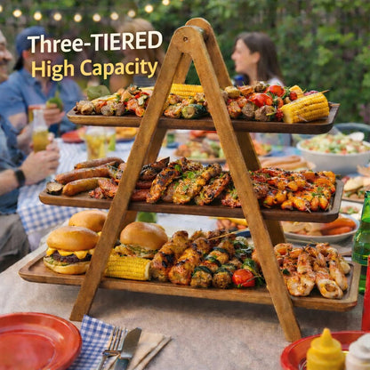 ✨ 3-Tier Wooden Serving Tray Stand