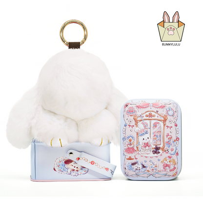 Handmade Plush Bunny Keychain with Metal Tin Box, Gift Options for Birthday Easter