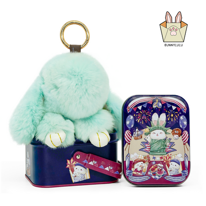 Handmade Plush Bunny Keychain with Metal Tin Box, Gift Options for Birthday Easter