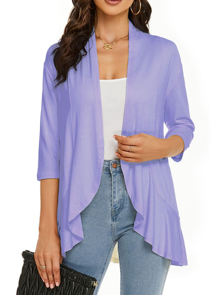 Women's Casual Lightweight Open Front 3/4 Sleeve Cardigans (🔥Same as in the video)