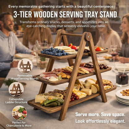 ✨ 3-Tier Wooden Serving Tray Stand
