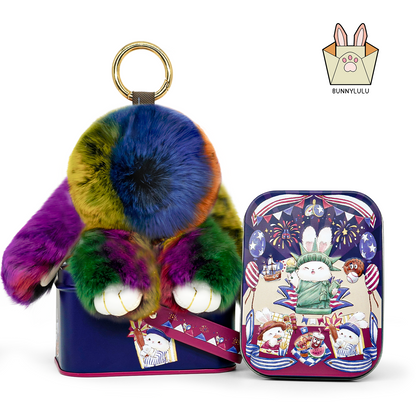 Handmade Plush Bunny Keychain with Metal Tin Box, Gift Options for Birthday Easter