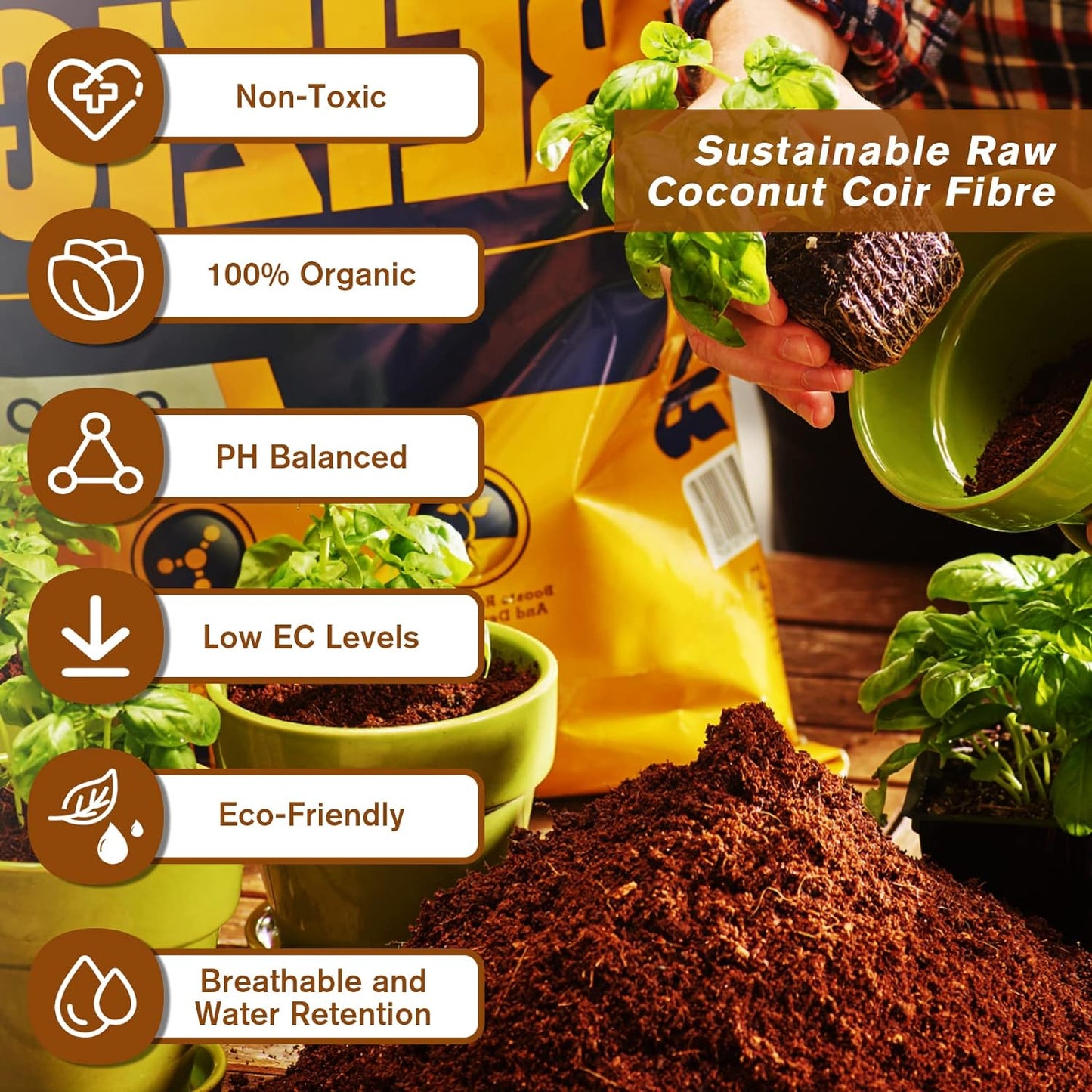 🥥2026  Premium Organic Coconut Coir Bricks for Plants (Collected from Pacific island countries)