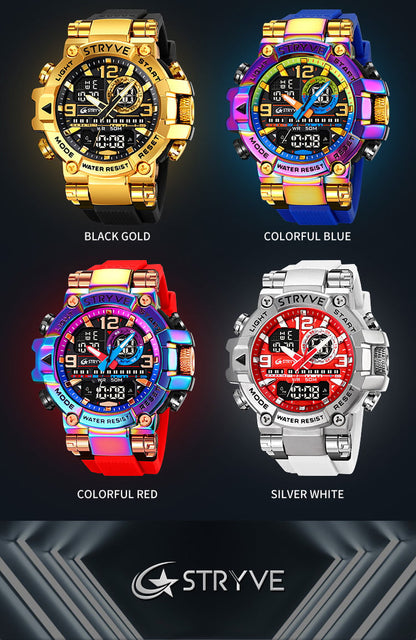 🔥Colourful Men's Digital Sports Waterproof Dual-Screen Electronic Watch