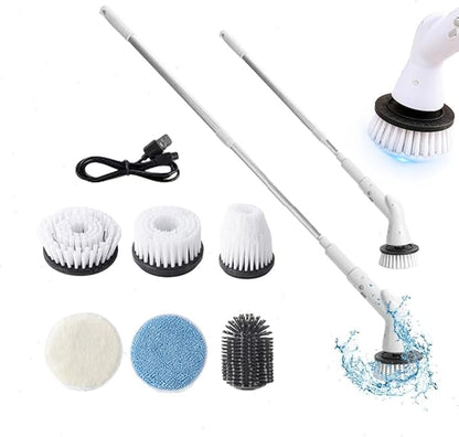 Electric Spin Scrubber – Cordless Power Scrubber with 6 Replaceable Brush Heads & Extendable Handle
