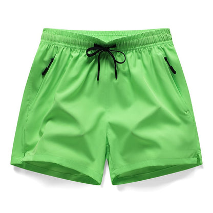 Men's Zipper Pocket Shorts, Regular Fit Casual Drawstring Waist Shorts
