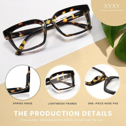 🎁Buy 1 Get 3 Packs✨👓Tortoiseshell Reading Glasses – Blue Light Blocking Oversized Square Readers