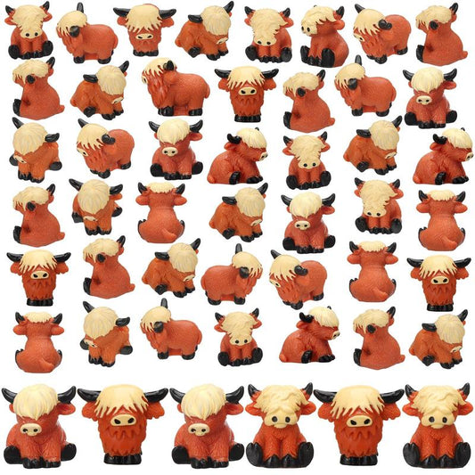 🐂🥚Easter Egg Hunt Alternative: Mini Highland Cow Figurines for Hide & Seek - Adorable Resin Cow Decorations for Party Favors, Easter Basket Stuffers & Home Decor💕