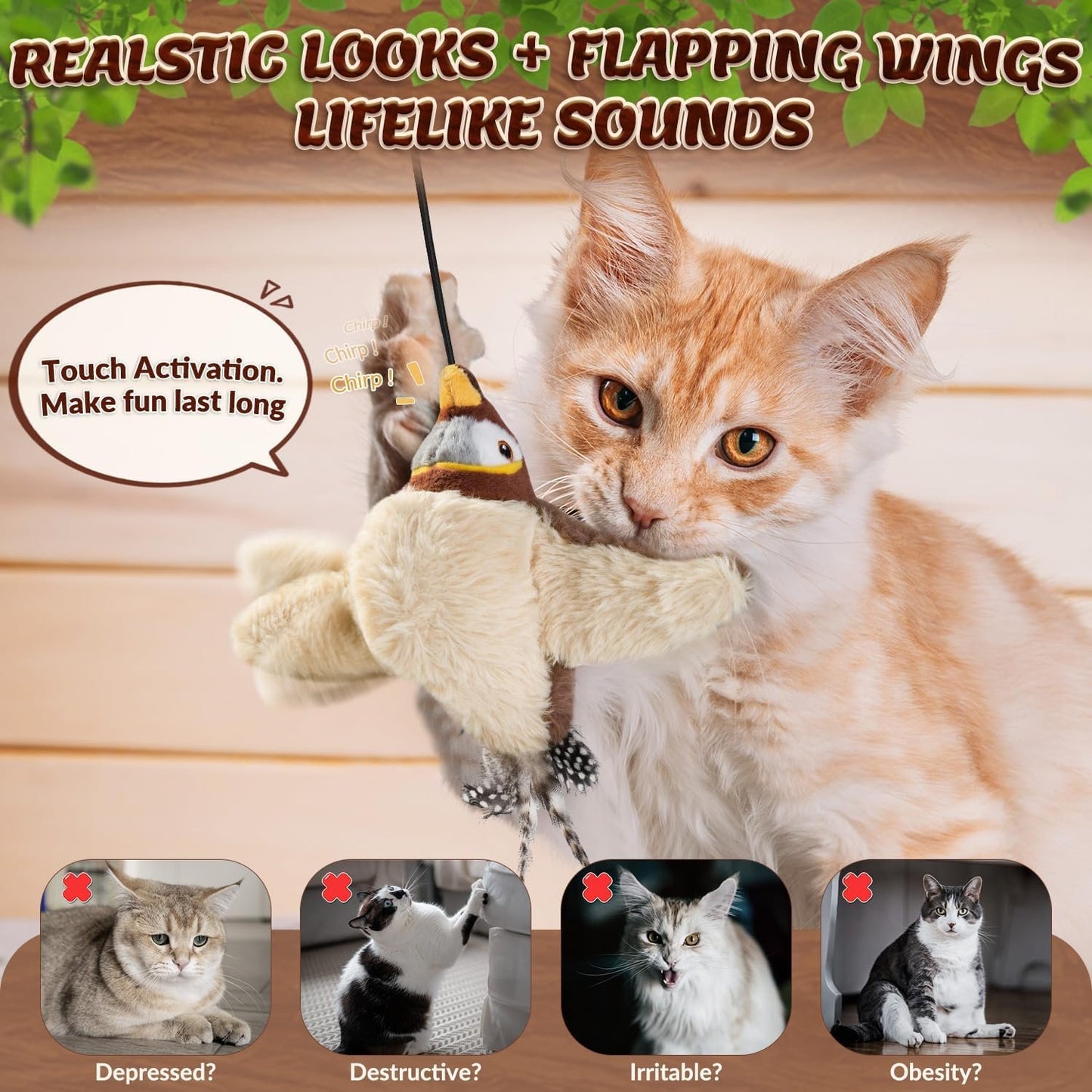 🔥Hot Sale 49% OFF - 🐾Interactive Chirping Bird Cat Toy