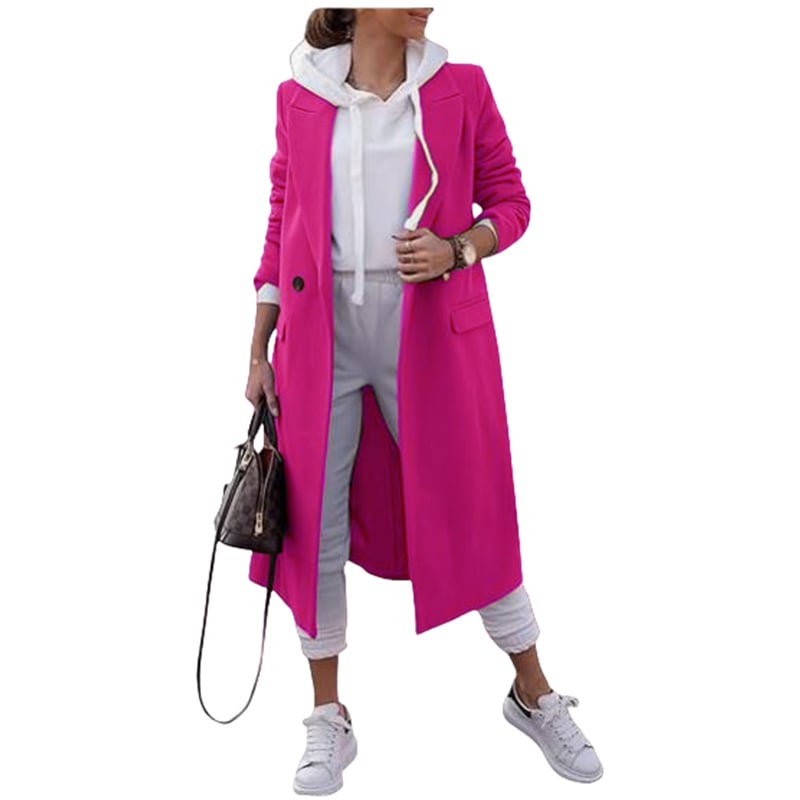 Women's Double Breasted Pea Coat Lapel Wool Blend Long Trench Jacket (🔥Same as in the video)