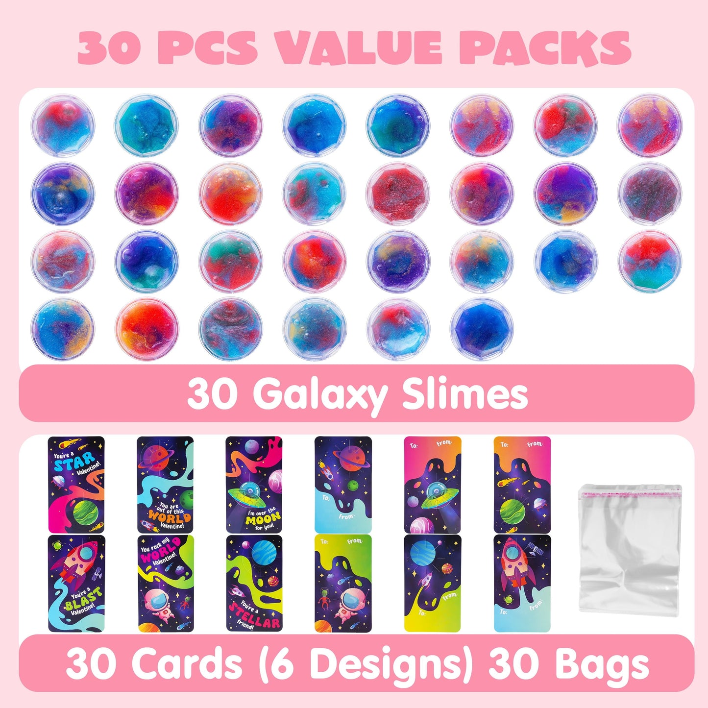 ⏰ Clearance ends in 24 hours! 💥 30 Packs Galaxy Slime With Cards for Kids